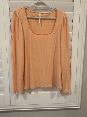 Anthropologie Peach Long-Sleeve Scoop Neck Top